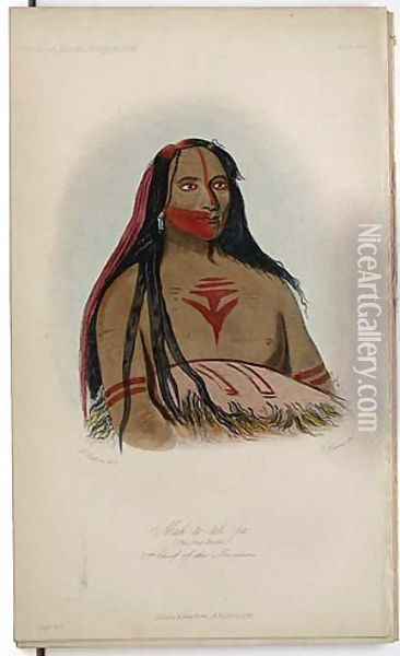 Mah-to--toh-pa, 2nd Chief of the Mandans Oil Painting - George Catlin