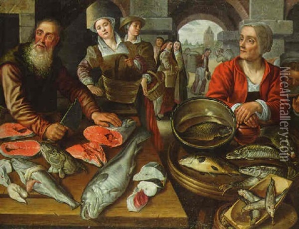 A Fish Stall Oil Painting - Joachim Beuckelaer