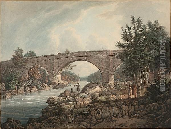 The Bridge At Kirby Lonsdale, Westmoreland Oil Painting - William Green Of Ambleside