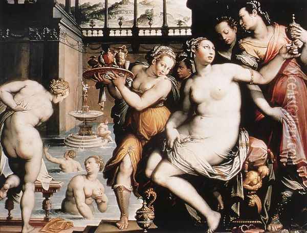The Toilet of Bathsheba after 1573 Oil Painting - Jacopo Zucchi