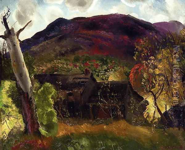 Blasted Tree And Deserted House Oil Painting - George Wesley Bellows