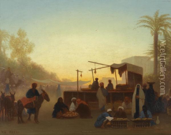 Marche Au Caire Oil Painting - Ch. Theodore, Bey Frere