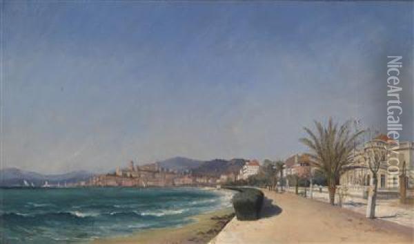 View Of The Promenade In Cannes Oil Painting - Janci