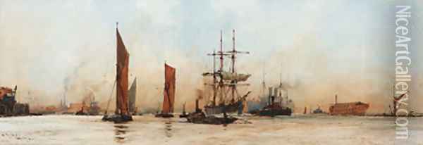 Off the Albert Docks Oil Painting - Charles Edward Dixon