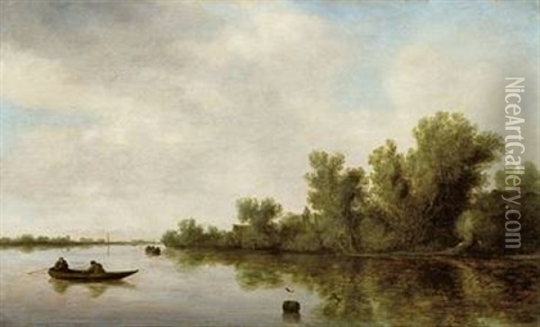 Eine Tonne Im Wasser Oil Painting - Salomon van Ruysdael