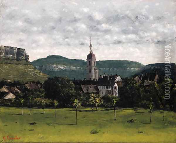 Vue d'Ornans et son clocher Oil Painting - Gustave Courbet