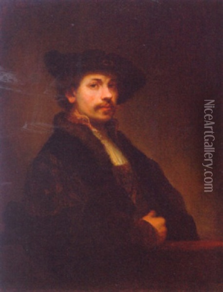 Portrait Of The Artist In A Black Hat Oil Painting -  Rembrandt van Rijn