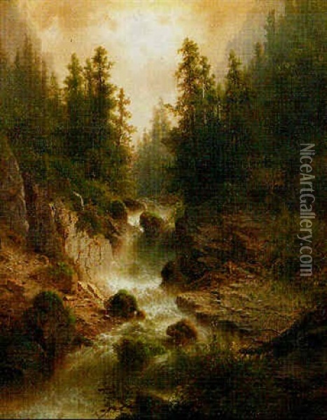 Wildbach Oil Painting - Alexandre Calame