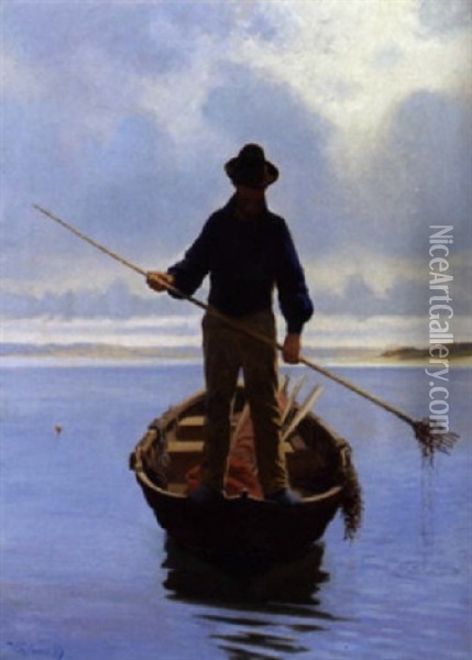 Fisker I En Robad Oil Painting - Wilhelm Pacht