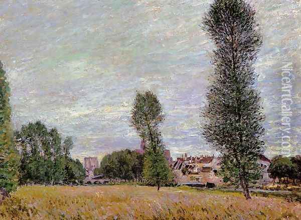The Village of Moret, Seen from the Fields Oil Painting - Alfred Sisley
