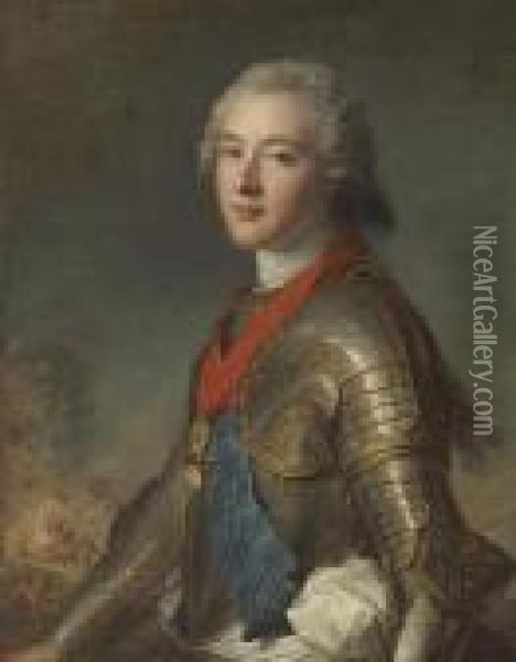 Portrait Of Louis Jean Marie De Bourbon, Duc De Penthievre,half-length, In Armor Oil Painting - Jean-Marc Nattier