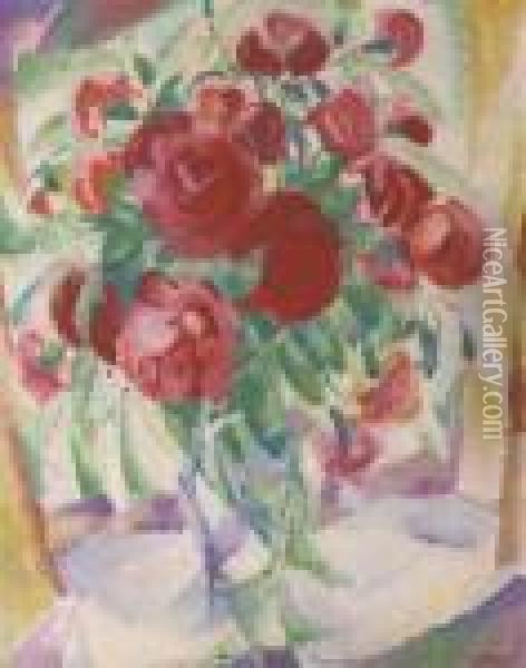 Still Life With Peonies Oil Painting - Leo Gestel