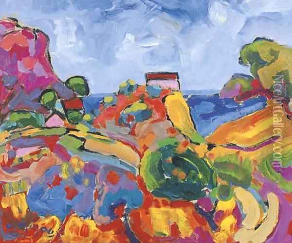 Paysage fauve en Provence Oil Painting - Andre Giroux