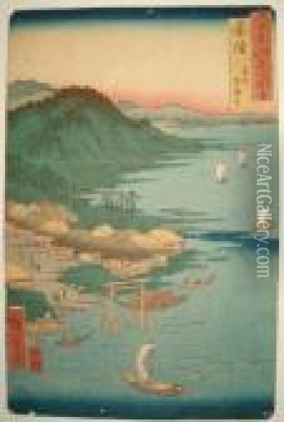 The Great Shrine At Kashima In 
Hitachi Province From Famous Places In The 60-odd Provinces Oil Painting - Utagawa or Ando Hiroshige