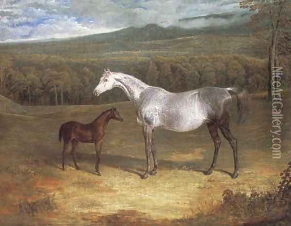 Jack Spigot Foal With Mother 1818 Oil Painting - John Frederick Herring Snr