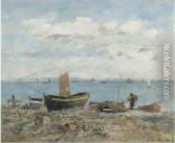 Rivage A Sainte-adresse, Maree Basse Oil Painting - Eugene Boudin