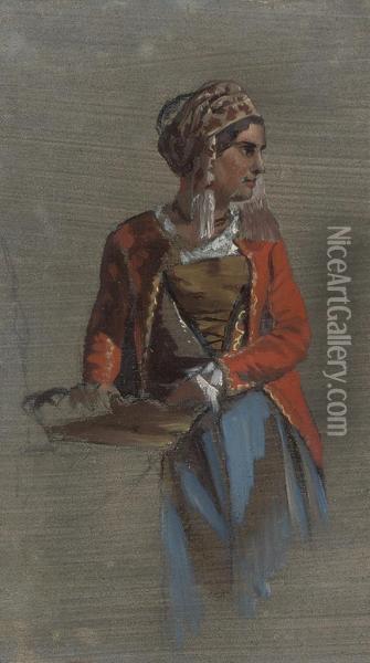 A Roman Peasant Girl Oil Painting - George Hemming Mason
