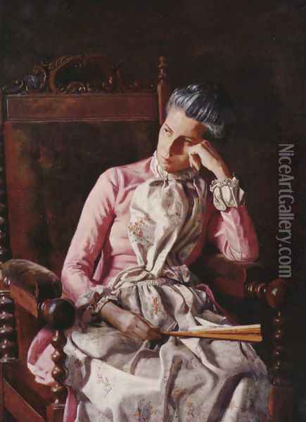 Miss Amelia C. Van Buren, ca. 1890 Oil Painting - Thomas Cowperthwait Eakins