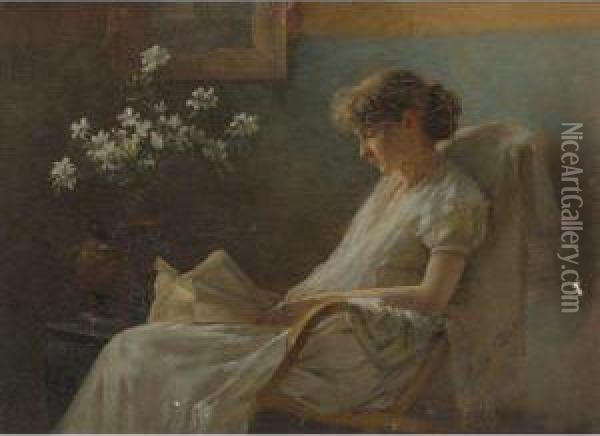 A Comfortable Corner Oil Painting - Charles Curran