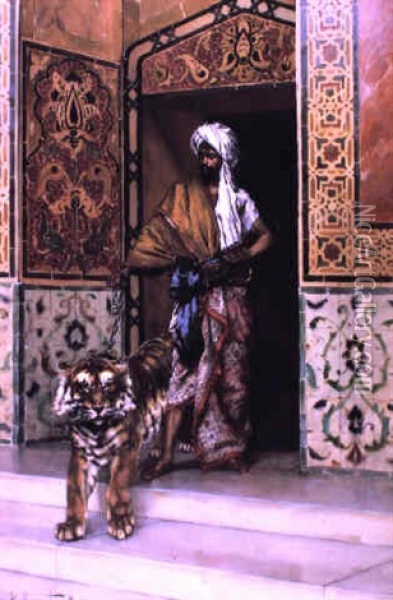 The Pasha's Favorite Tiger Oil Painting - Rudolf Ernst