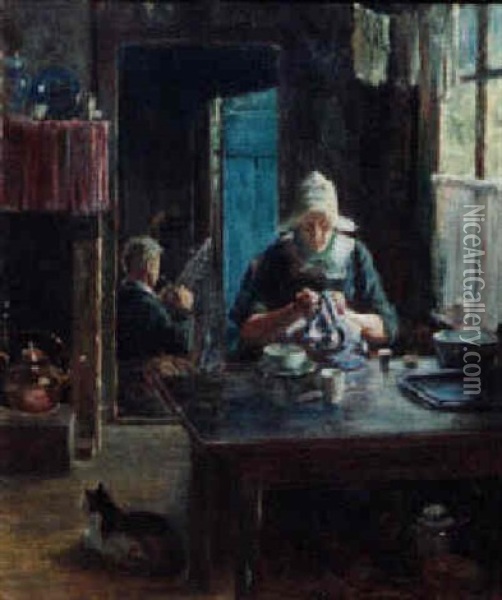 Dutch Family At Home Oil Painting - Abbott Fuller Graves