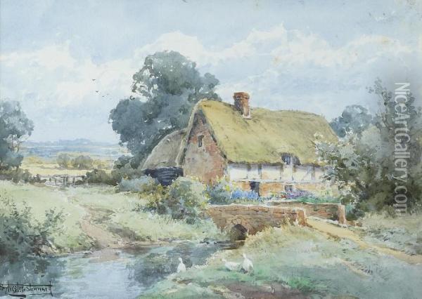 A Sussex Cottage Oil Painting - Henry John Sylvester Stannard