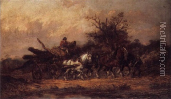 The Timber Wagon Oil Painting - Alexis de Leeuw