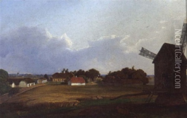 Lettische Landschaft Mit Windmuhle Oil Painting - Friedrich Siegmund Stern