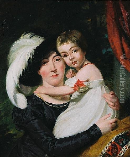 Portrait Of A Mother And Child Oil Painting - Philip Reinagle