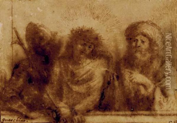 Ecce Homo; And Bearded Man Wearing A Turban Oil Painting - Guercino