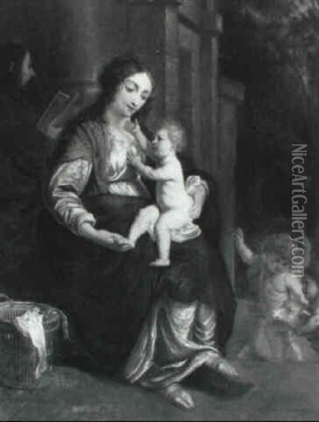 La Sainte Famille Et Saint Jean Oil Painting - Erasmus Quellinus II