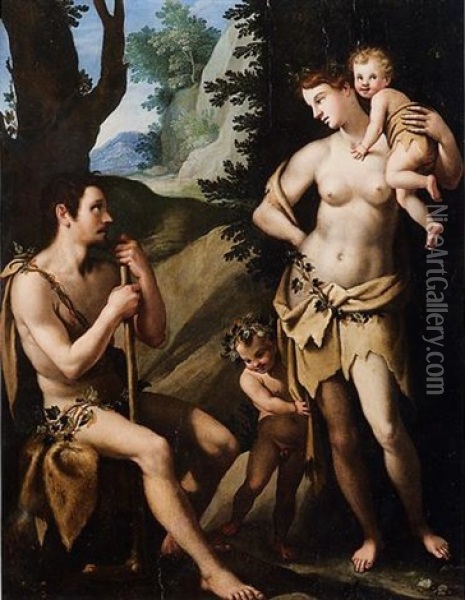 La Famiglia Di Adamo Oil Painting - Jacopo (da Empoli) Chimenti