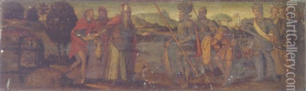 The Meeting Of Abraham And Melchizedek Oil Painting - Raffaelino del Garbo