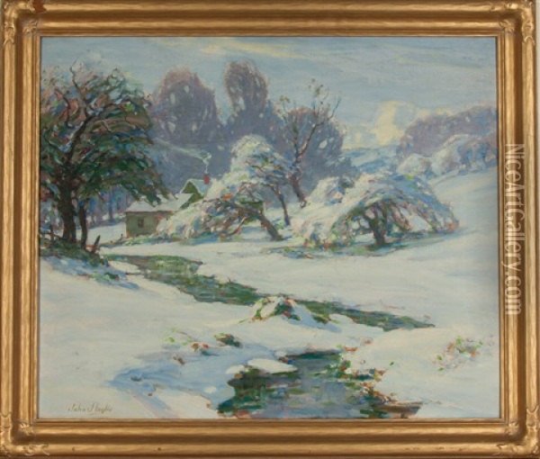 Winter Landscape With Stream Oil Painting - John J. Inglis