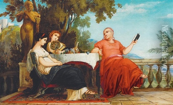 Romisches Leben Auf Capri Oil Painting - Arthur Heinrich Wilhelm Fitger
