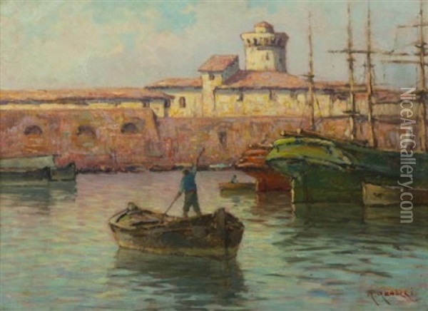 Vecchio Porto Oil Painting - Renuccio Renucci