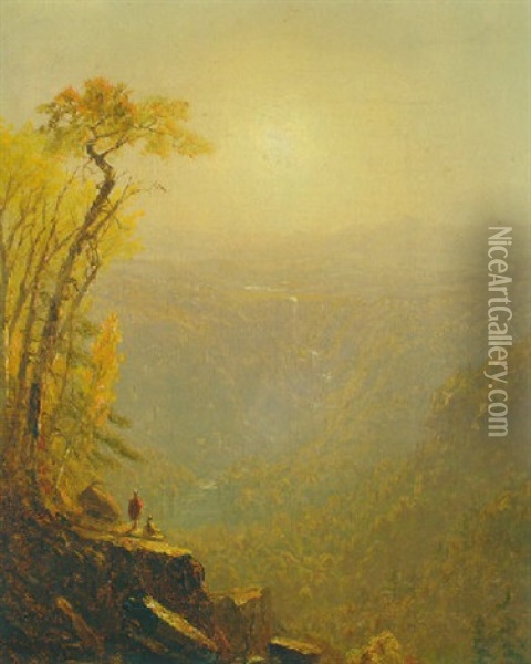 Kauterskill Clove, In The Catskills Oil Painting - Sanford Robinson Gifford