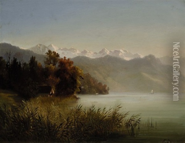 Am Seeufer Oil Painting - Ferdinand Sommer