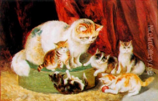 Playing Kittens Oil Painting - James Henry Beard