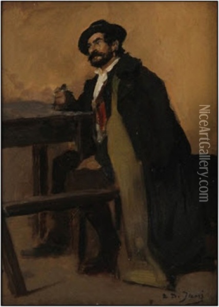 Homme A Table Oil Painting - Edouard De Jans