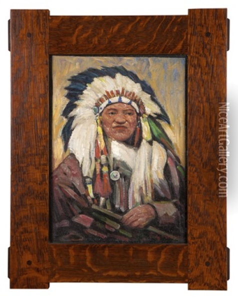 Chief Hoostogl - Nez Perce Tribe Oil Painting - Frank Coburn