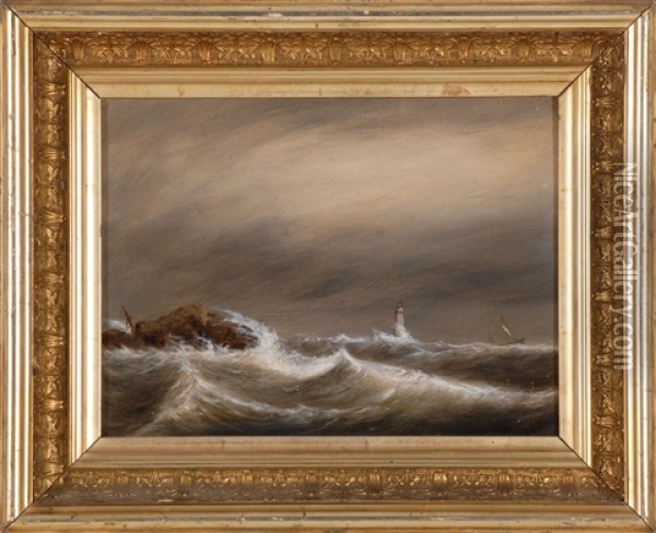 View Of Minot's Light From The Shoal Oil Painting - Clement Drew