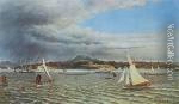 Maori Canoe Race, Auckland Regatta Oil Painting - Charles Blomfield