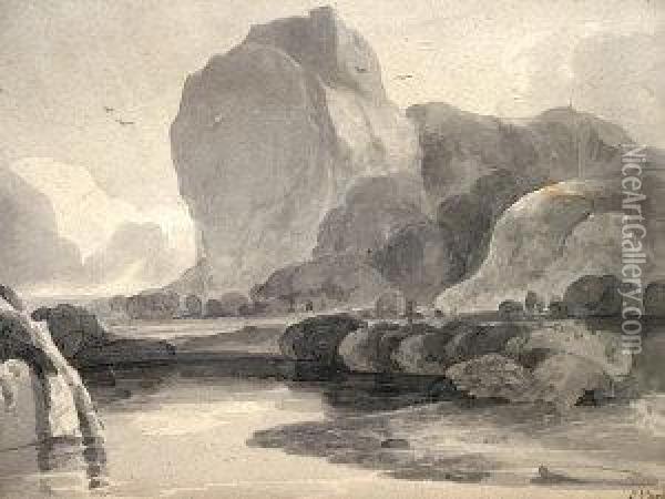 Mountainous River Landscape Oil Painting - John Varley