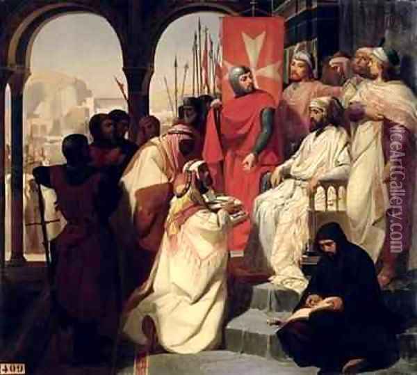 Knights of the Order of St John of Jerusalem restoring religion in Armenia in 1347 Oil Painting - Henri Delaborde