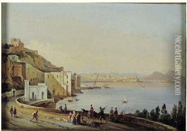 Vue De La Baie De Naples Oil Painting - Consalvo Carelli