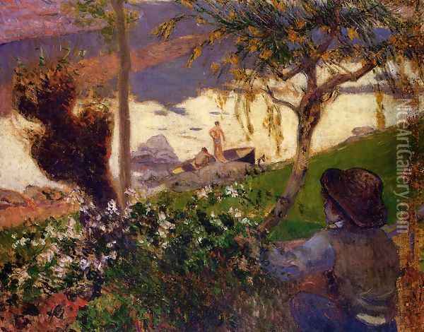 Breton Boy By The Aven River Oil Painting - Paul Gauguin