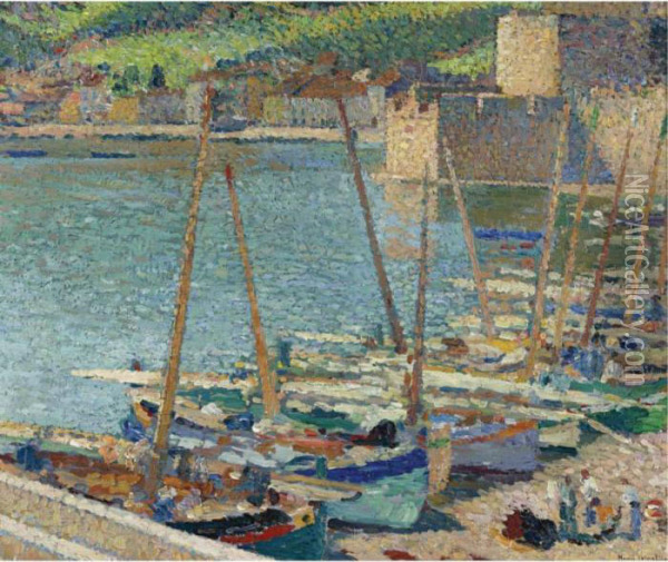 Bateaux De Peche, Sur La Greve A Collioure Oil Painting - Henri Martin