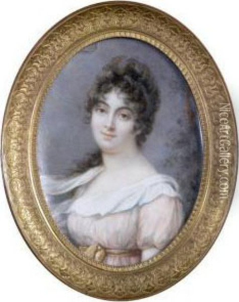 Portrait De Femme En Buste Oil Painting - Etienne-Charles Leguay