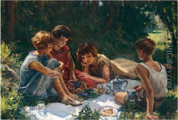 The Picnic Oil Painting - Marianne H. Robilliard